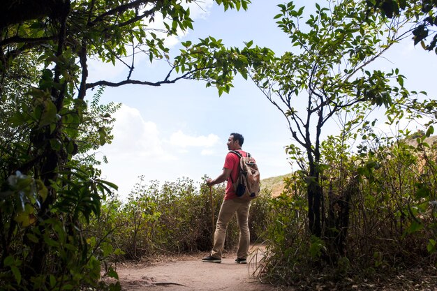 Backpacker at fields