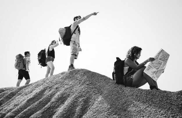 Free Photo backpackers on an adventure in nature
