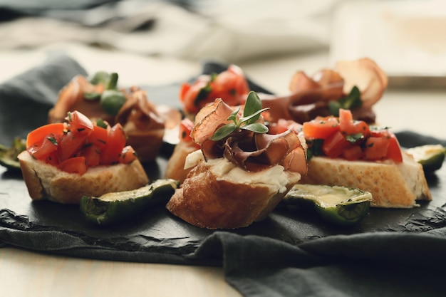 Bacon snacks. Traditional Spanish tapas