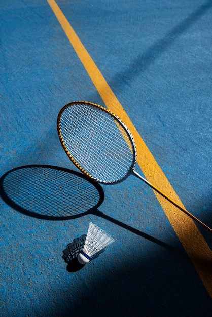 Badminton concept with racket and shuttlecock