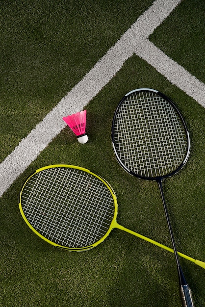 Badminton concept with shuttlecock and racket