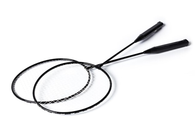 Badminton rackets on white