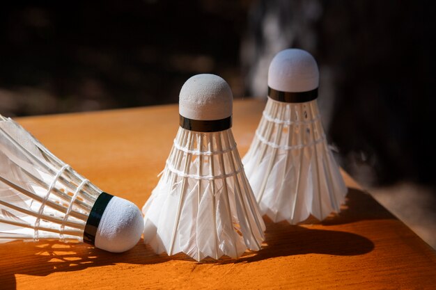Badminton shuttlecocks arrangement