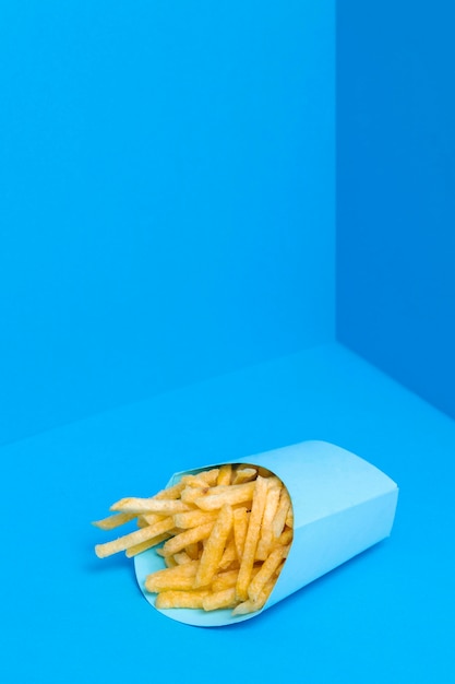 Bag of french fries ready to be served