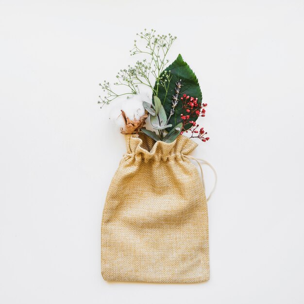 Bag with botanical elements