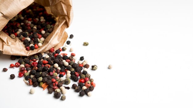 Bag with fallen pepper seeds