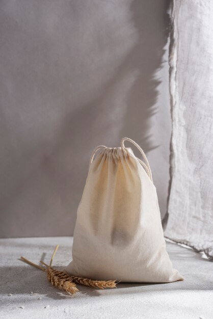 Bag with rice and grains arrangement