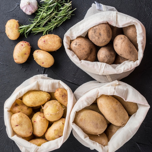 Bags with potatoes