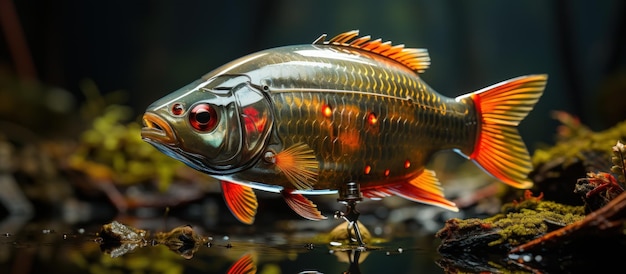 Бесплатное фото Приманка-приманка для рыбного крючка для золотого карпа в воде