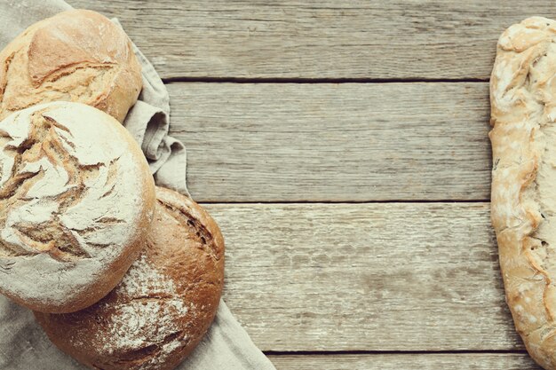 Baked bread in a table