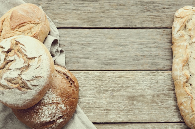 Baked bread in a table