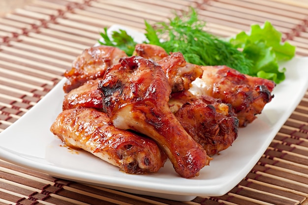 Baked chicken wings in the Asian style