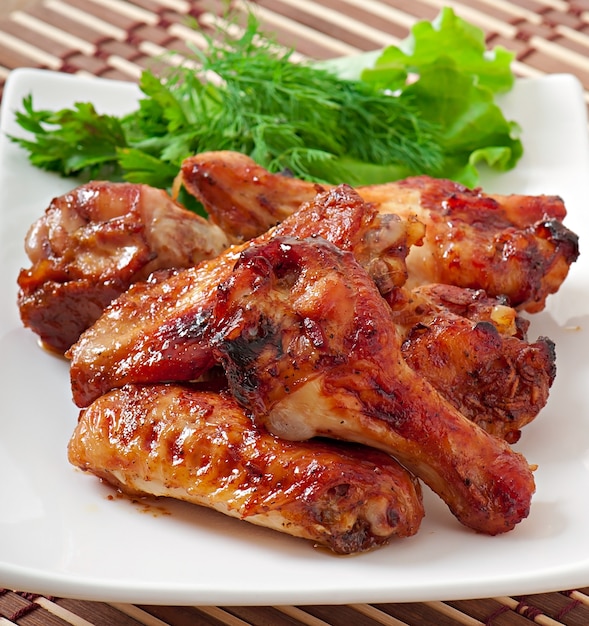 Baked chicken wings in the Asian style