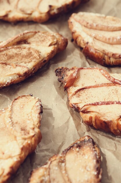 Baked croissants with pears