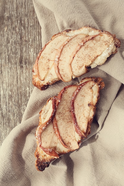 Baked croissants with pears