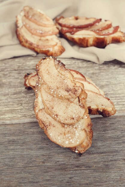 Baked croissants with pears