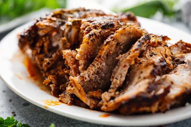 Baked pork with spices and herbs