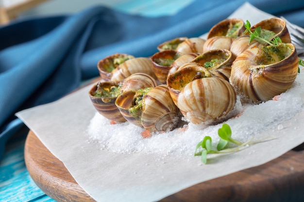 Baked snails with garlic butter and fresh herbs