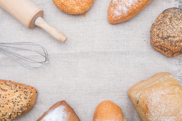 Bakery Bread on a Wooden Table.