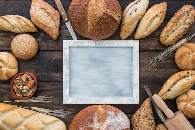 Bakery products layout with tray 