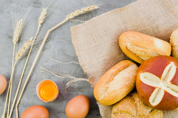 Bakery still life with handmade bread