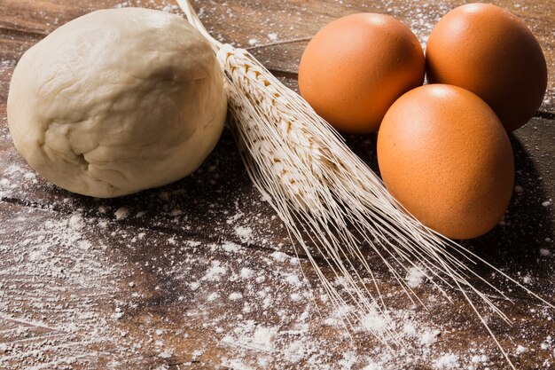 Bakery still life on wooden background