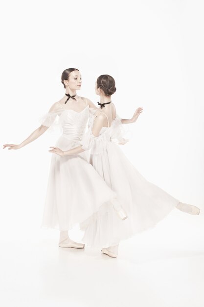 Ballerinas posing in romantic style dress