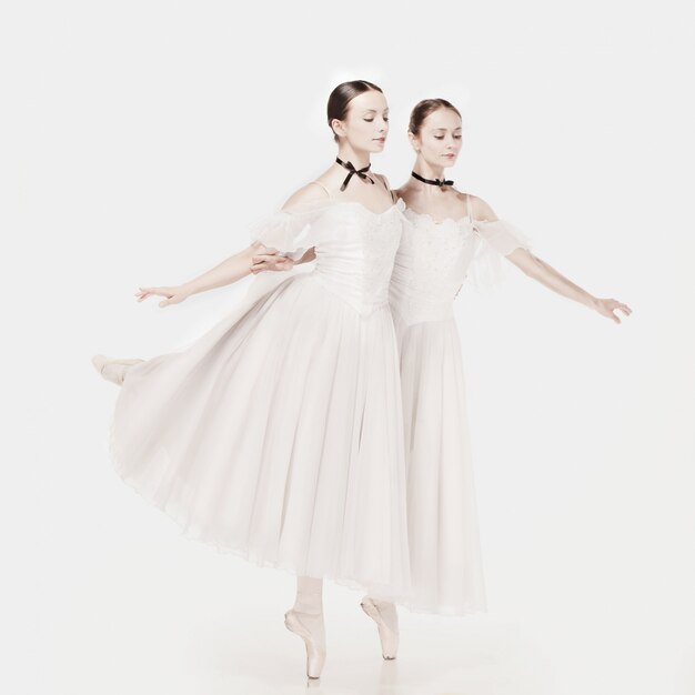 Ballerinas posing in romantic style dress