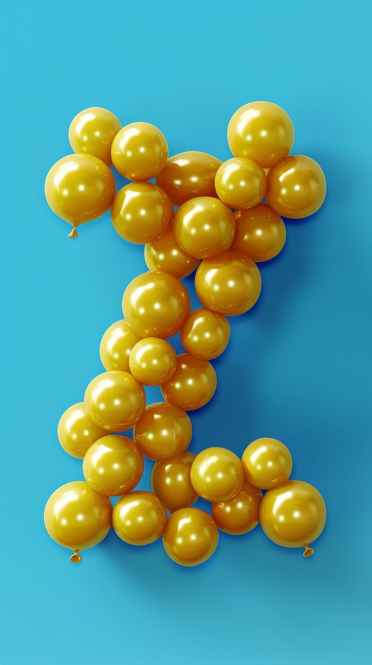 Free Photo balloon twist letters on flat background
