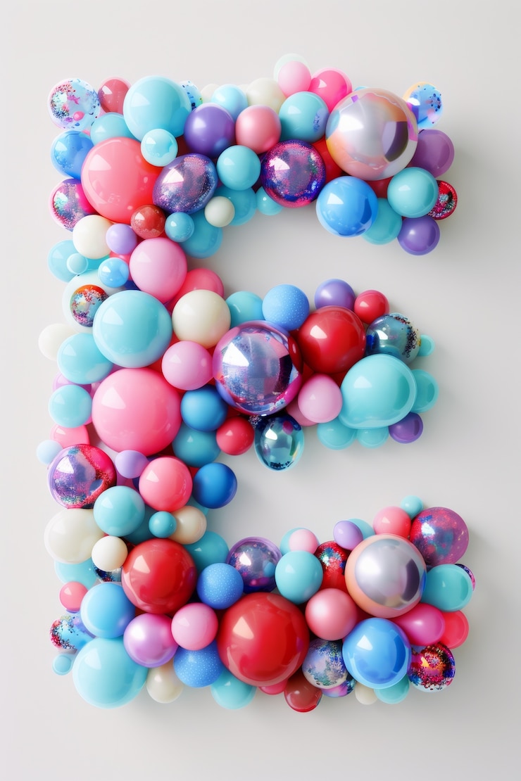 Free Photo balloon twist letters on flat background