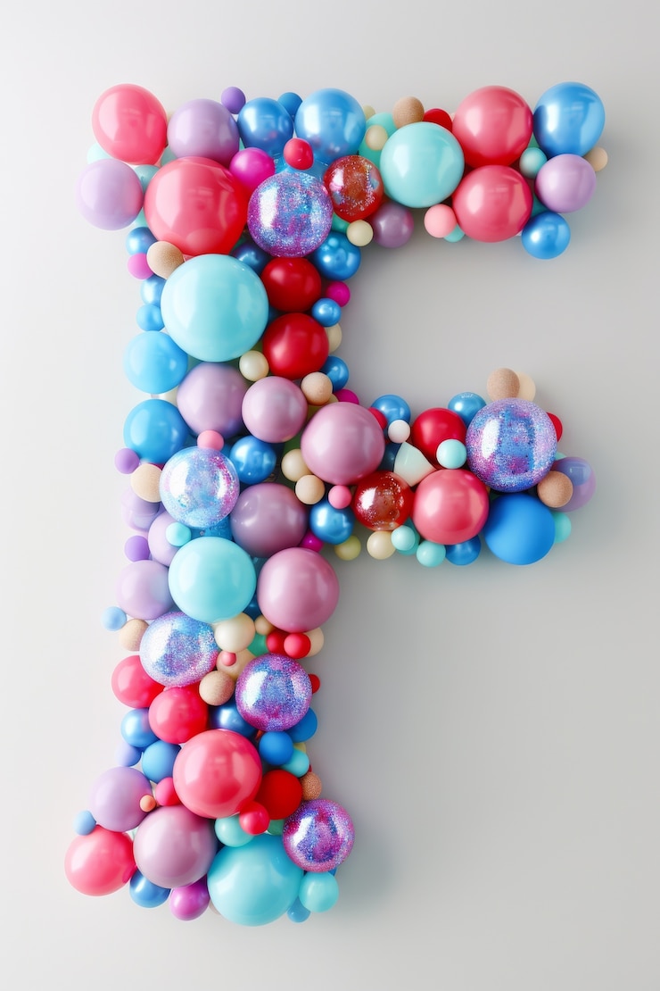 Free Photo balloon twist letters on flat background