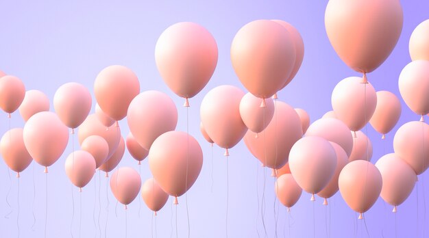 Balloons arrangement with purple background