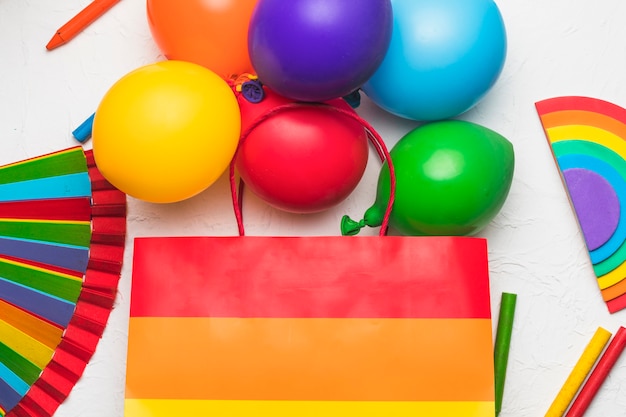 Free photo balloons pocket and pencils in lgbt colors