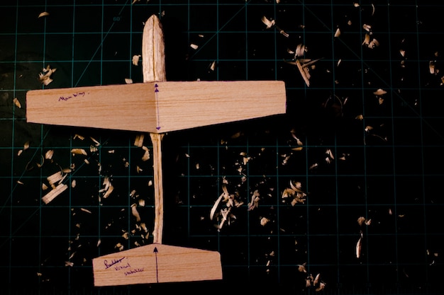 Free photo balsa wood glider in the making