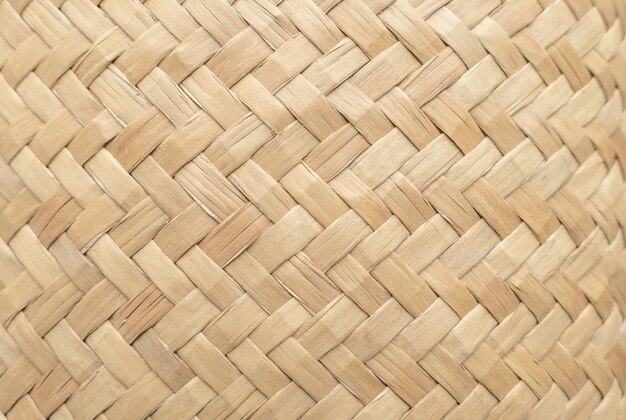 背景として使用するための竹かごのテクスチャです 編まれたバスケットパターンと質感 プレミアム写真