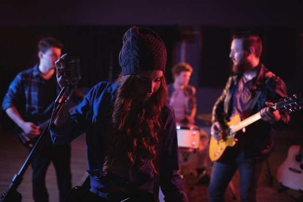 band mates performing together