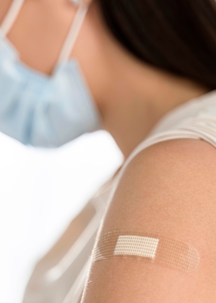 Bandage on woman's arm close-up