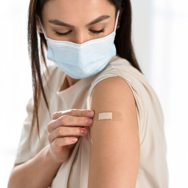 Bandage on woman's arm close-up