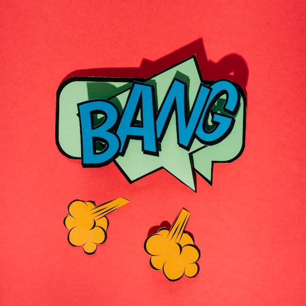 Bang comic text sound effect speech bubble in retro pop style art