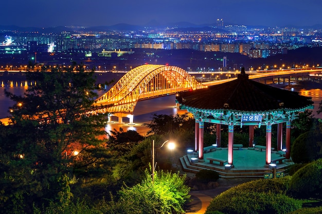 無料写真 夜の傍花大橋、韓国