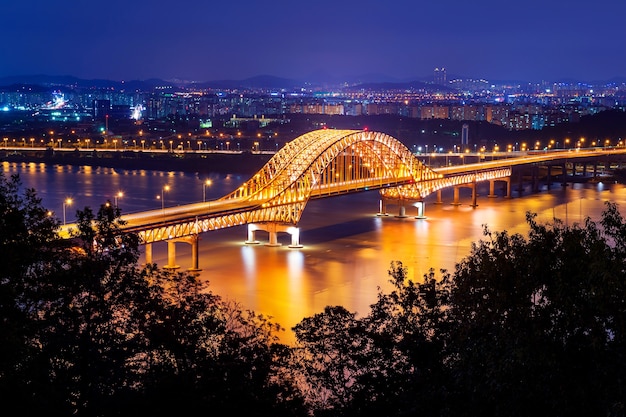 無料写真 夜の傍花大橋、韓国