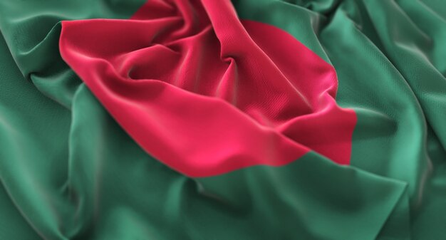 バングラデシュの旗がきれいに揺れてマクロ接写