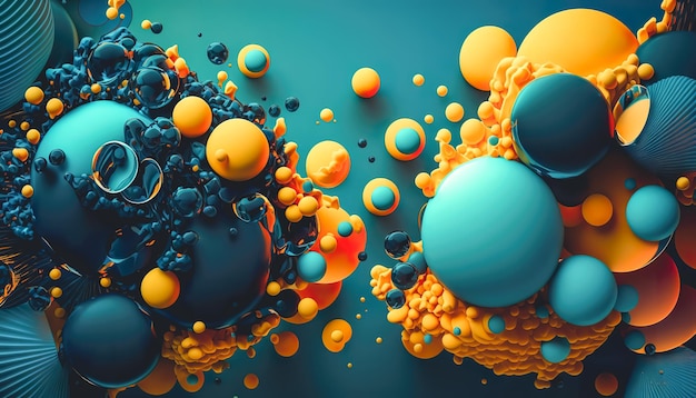 Free photo banner with blue and orange balls generative al