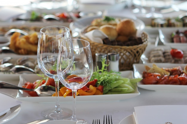 Banquet table in restaurant