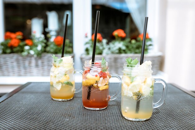 Bar still life with summer cocktails