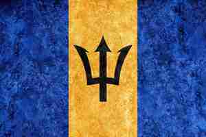 Free photo barbados metallic flag, textured flag, grunge flag