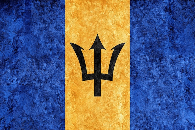 Barbados Metallic flag, Textured flag, grunge flag