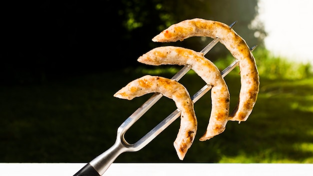 Barbecue Sausages Strung on Fork – Free Stock Photo