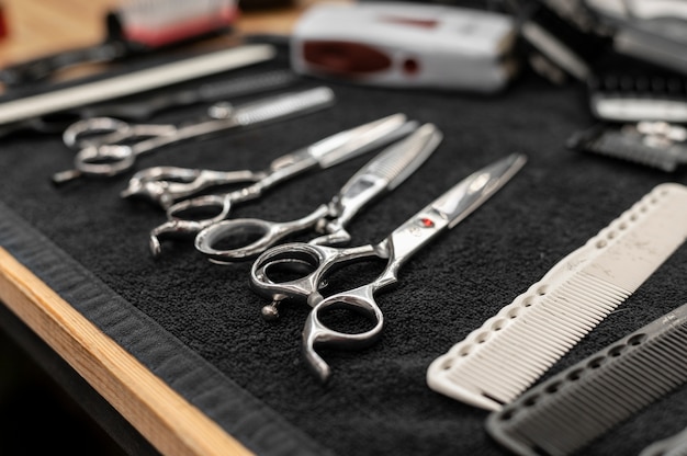 barber shop tools arrangement