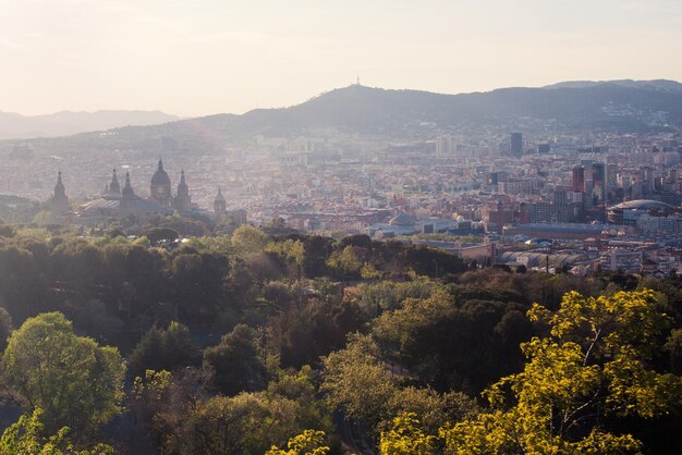 Barcelona city aeral panoramic view